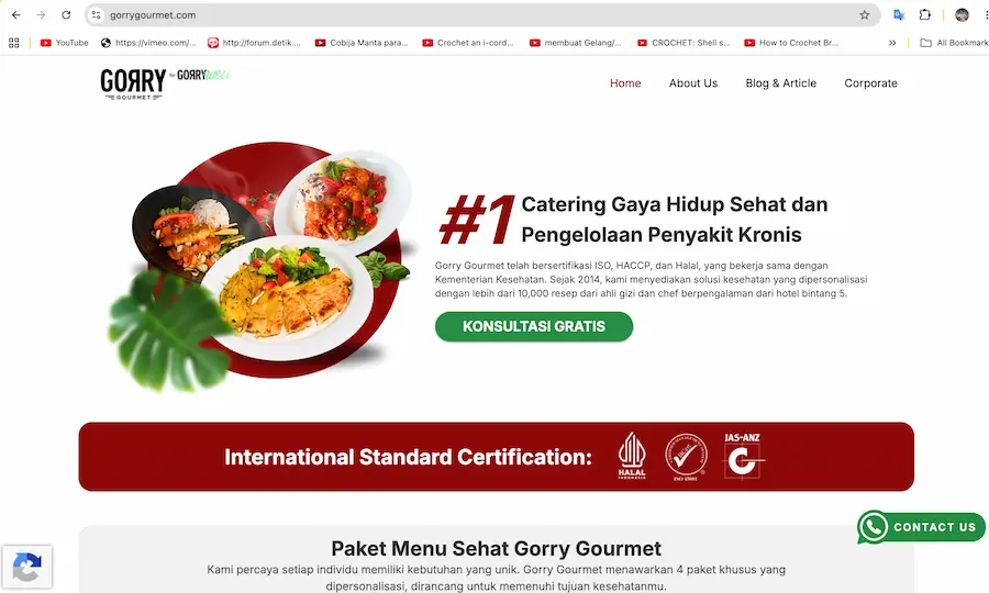 Gorry Gourmet Website Preview
